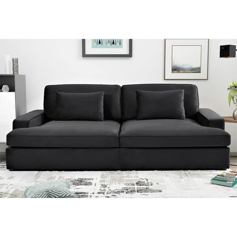 94.49''W Velvet Square arms Oversized Sofa / twin-sized Sofa Bed