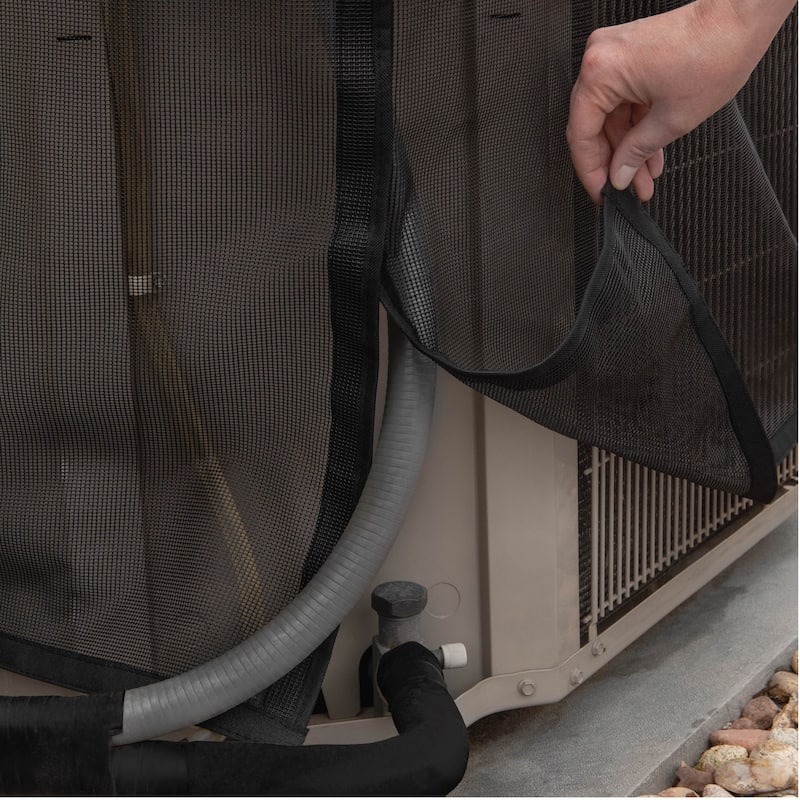Modern Leisure Basics Square Air Conditioner Cover, 32" Square X 32"H, Black & Beige - 32"L x 32" W x 32" H