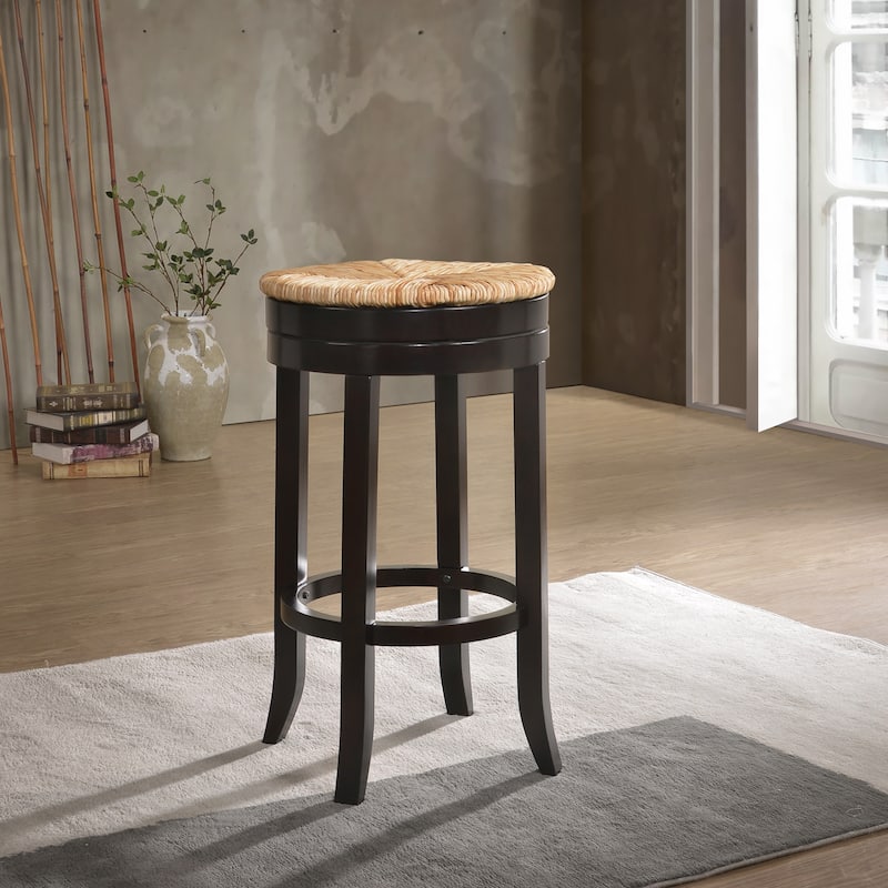 The Curated Nomad Aragon Rush Seat Swivel 30-inch Bar Stool - N/A - Espresso