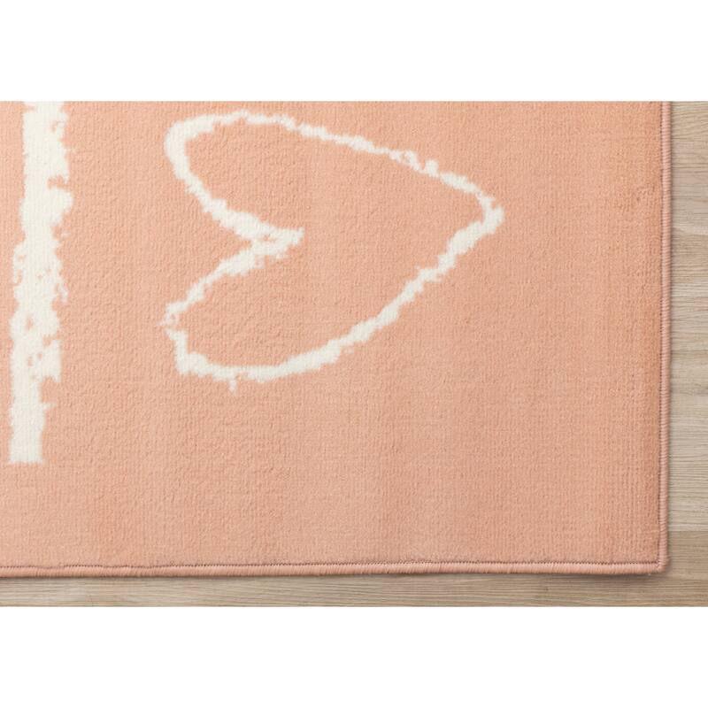 Forte Pink White XO Playing Board Area Rug