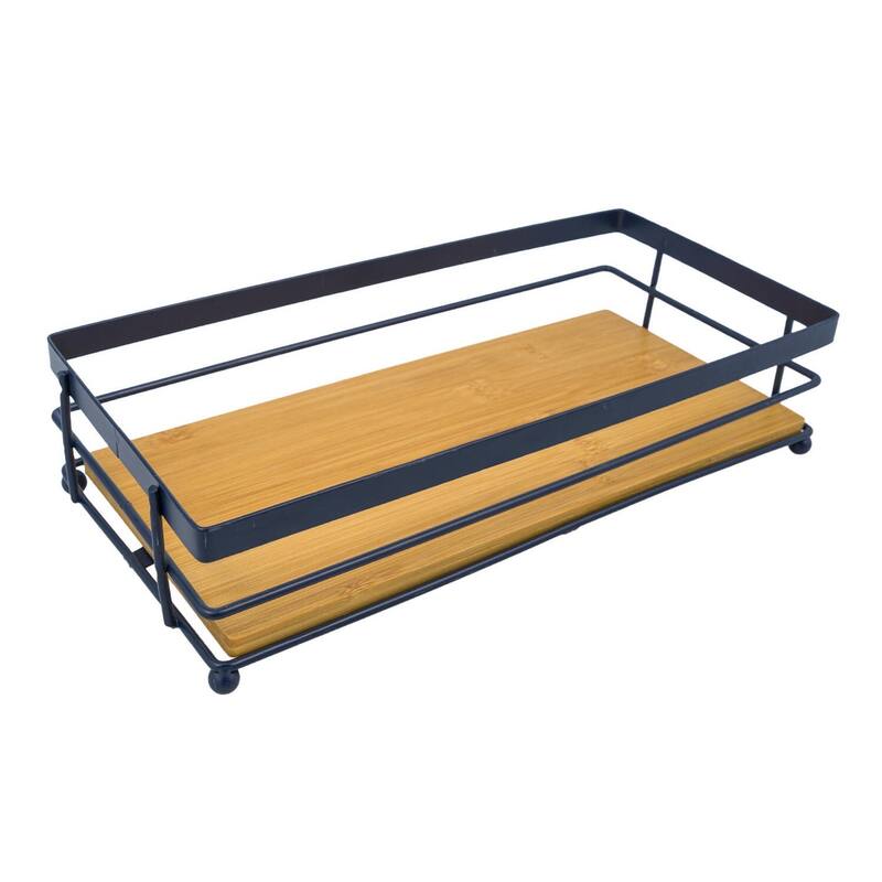 Natural Bamboo Wooden Decorative Storage Organizer Tray - 13.3" x 6.75"