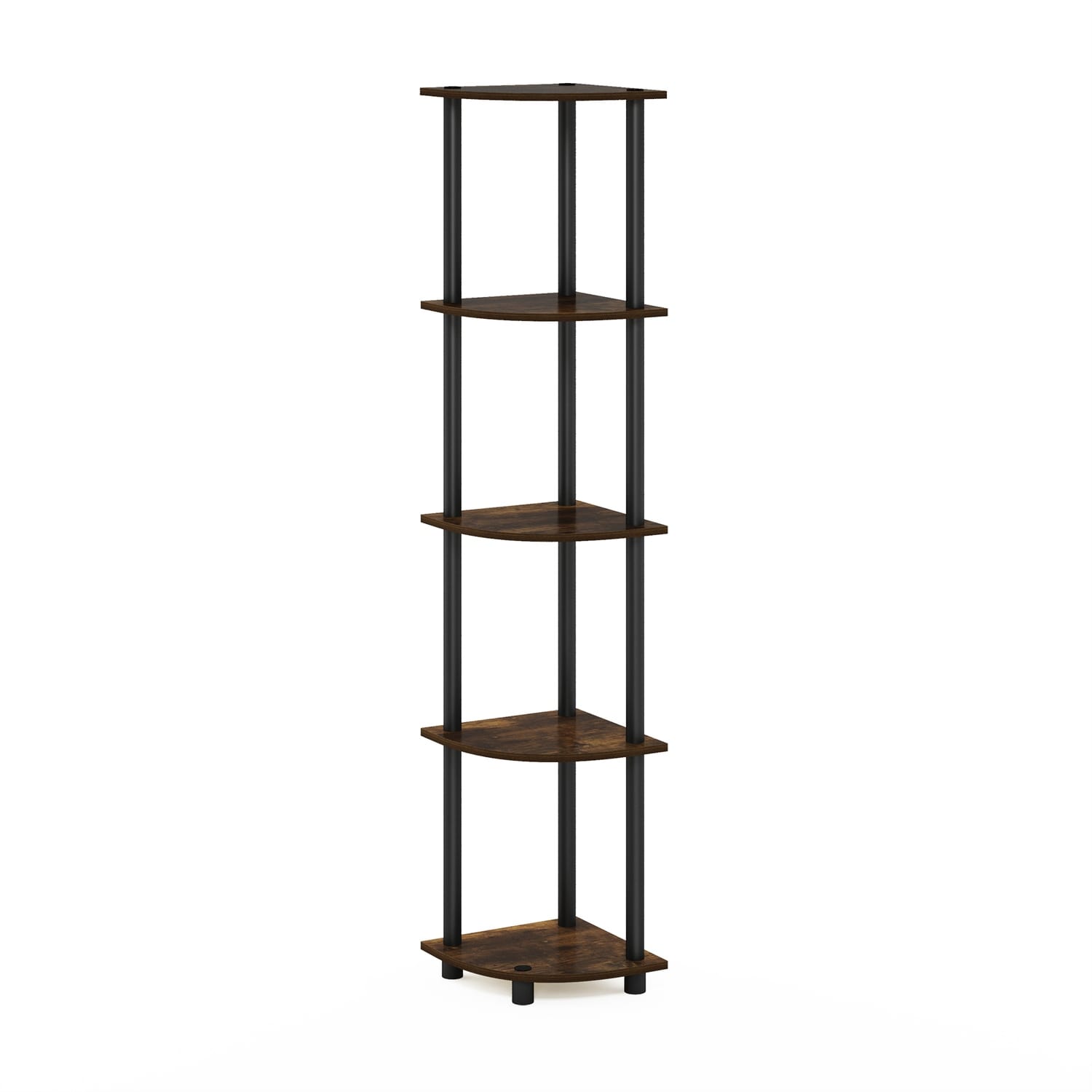 5 Tiers Wood Household Shelving Unit in Pine/Black (11.6 in. W x 57.7 in. H x 11.6 in. D)