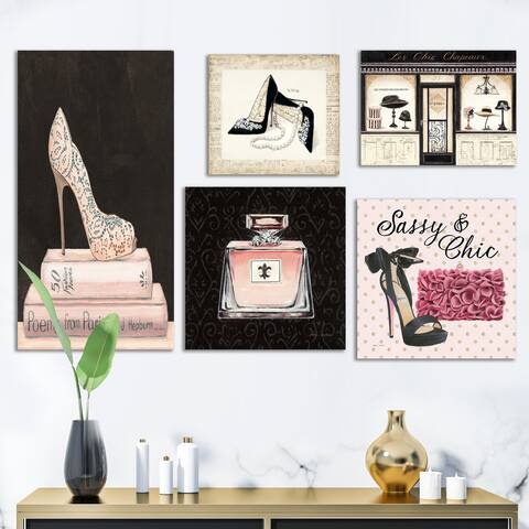 Designart "Glam Style Collection" Abstract Wall Art set of 5 pieces - Multi-Color
