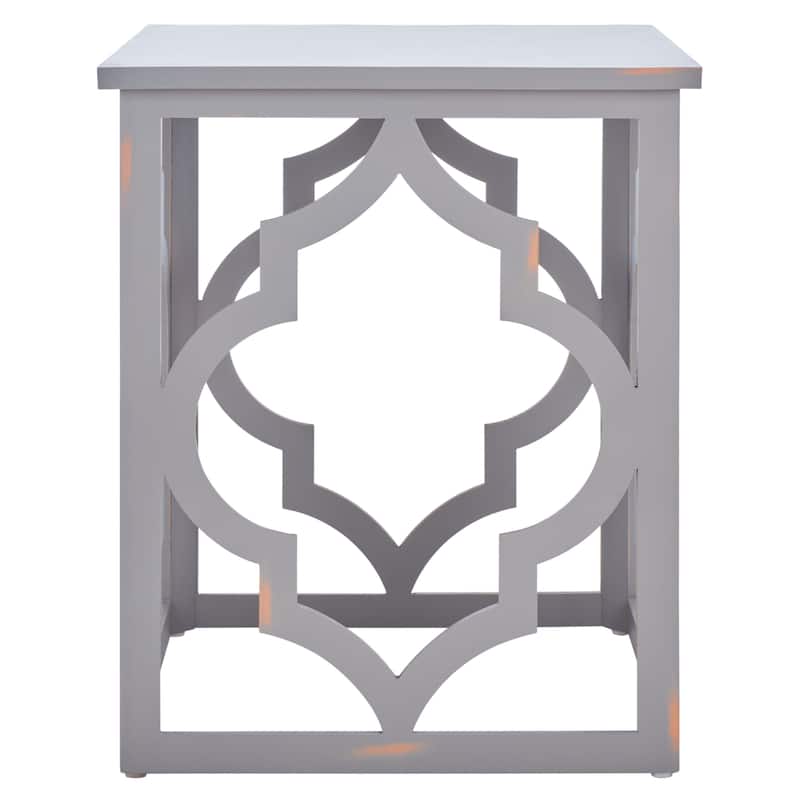 SAFAVIEH Grayce Trellis Silver Leaf End Table. - 19" W x 19" D x 23" H - 19Wx19Dx23H - Taupe