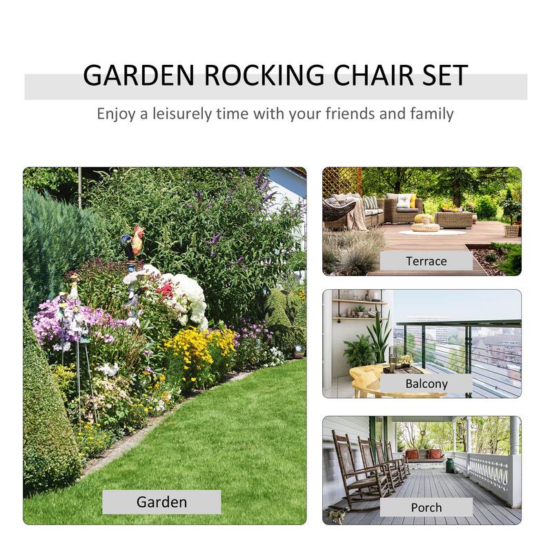 Outsunny 3-piece Folding Rocking Chair Table Set