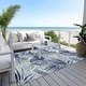 preview thumbnail 24 of 50, Machine Washable Indoor/ Outdoor Coastal Palm Chantille Rug Blue - 10' x 14'