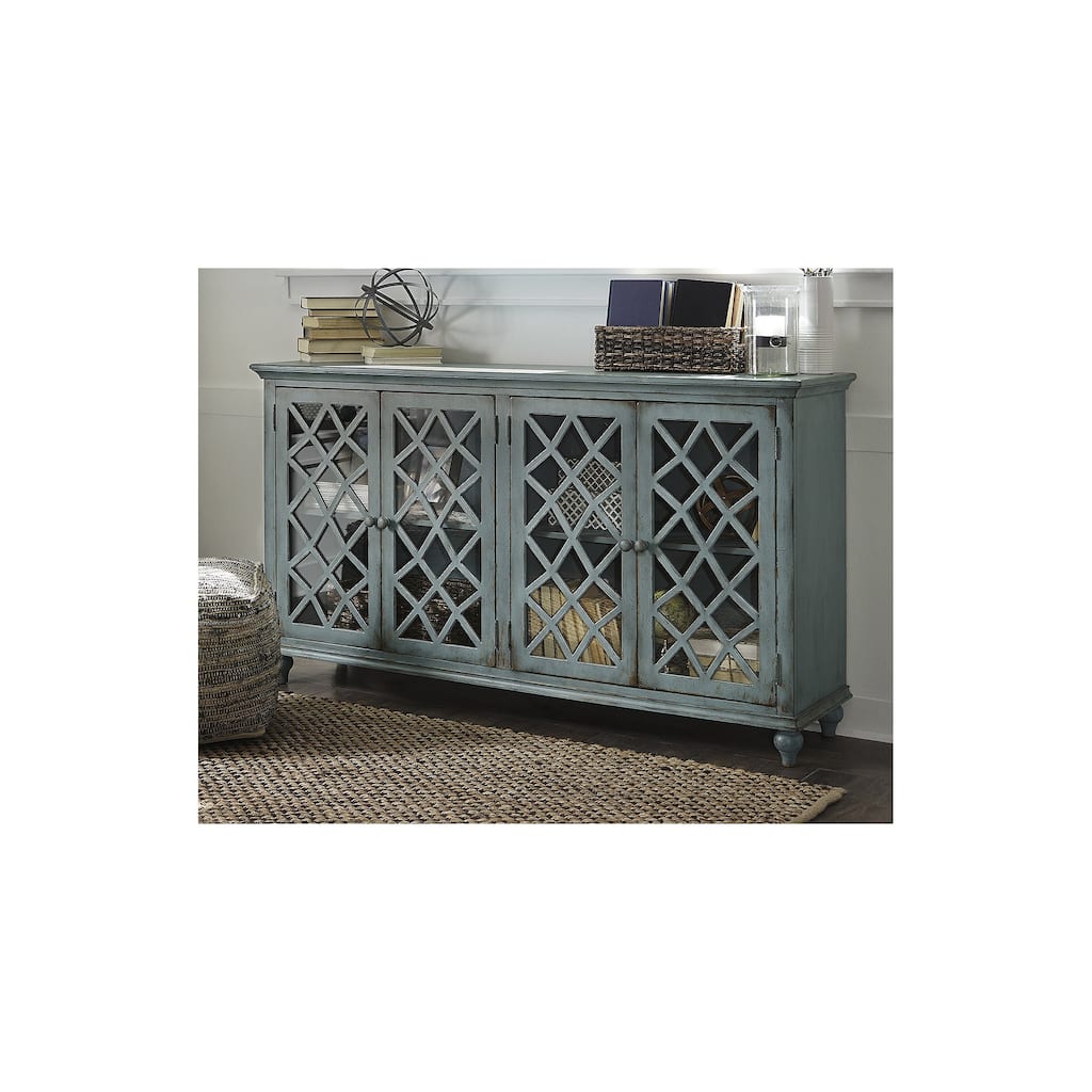 Signature Design by Ashley Mirimyn Antique Blue Accent Cabinet - 69"W x 16"D x 38"H