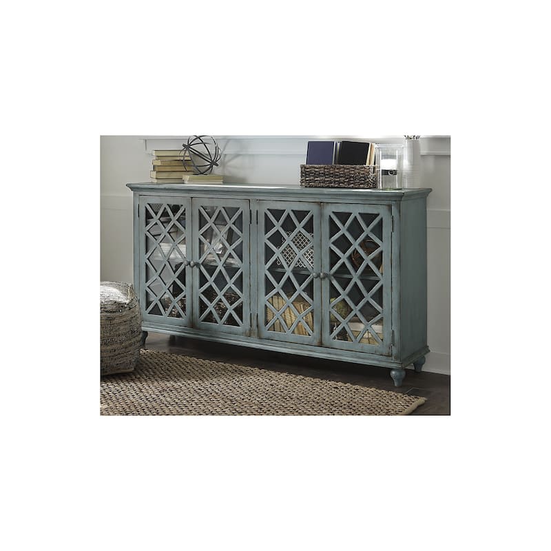 Signature Design by Ashley Mirimyn Antique Blue Accent Cabinet - 69"W x 16"D x 38"H