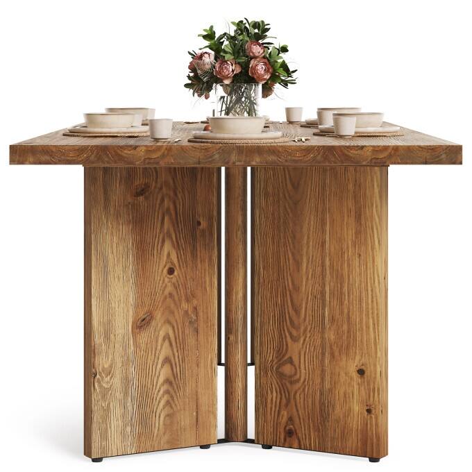 63-Inch Long Dining Room Table, Solid Wood Kitchen Table