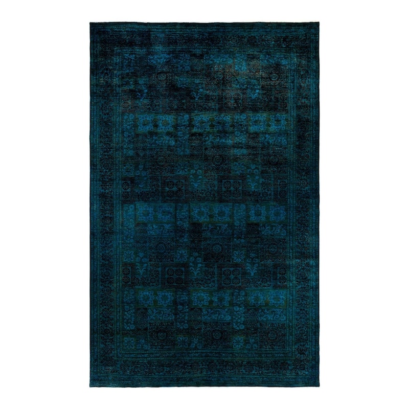 Overton Handknotted Wool Vintage Inspired Contemporary Suzani Blue Area Rug - 16' 3" x 10' 2"
