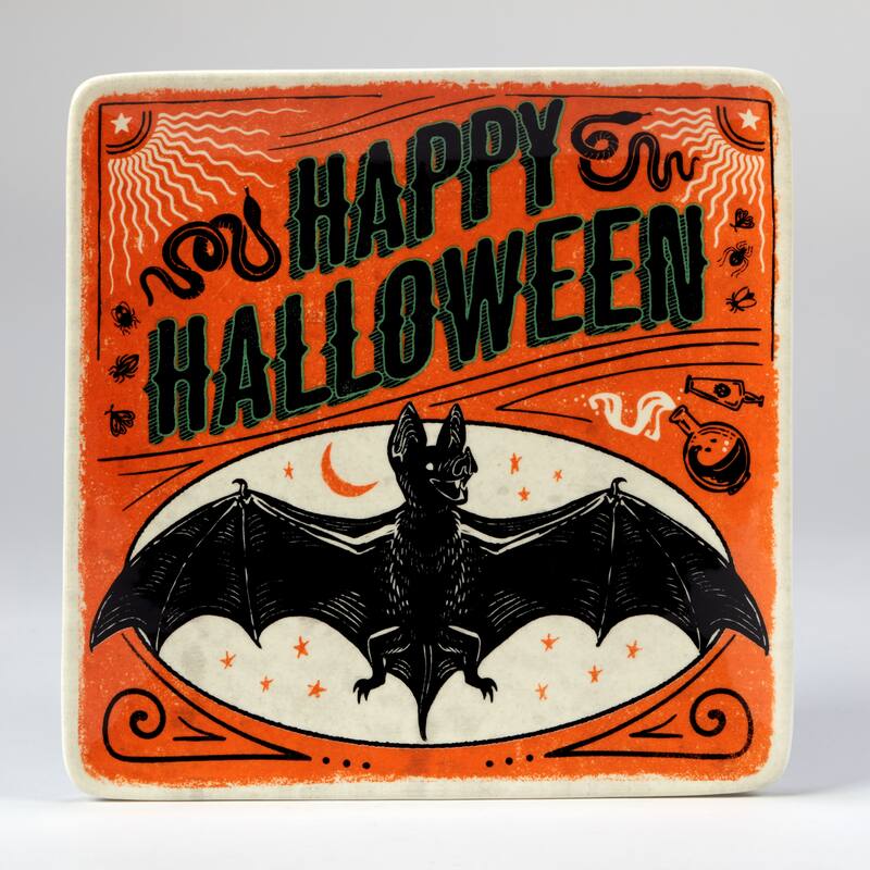 Certified International Scaredy Cat 8.5-inch Dessert/Salad Plates, Set of 4 Assorted Designs - 8.5" x 8.5" x 0.75"