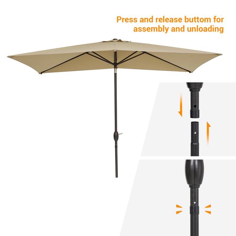 BONOSUKI Aluminum 10 x 6.5ft Patio Market Umbrella,Tilt and Crank