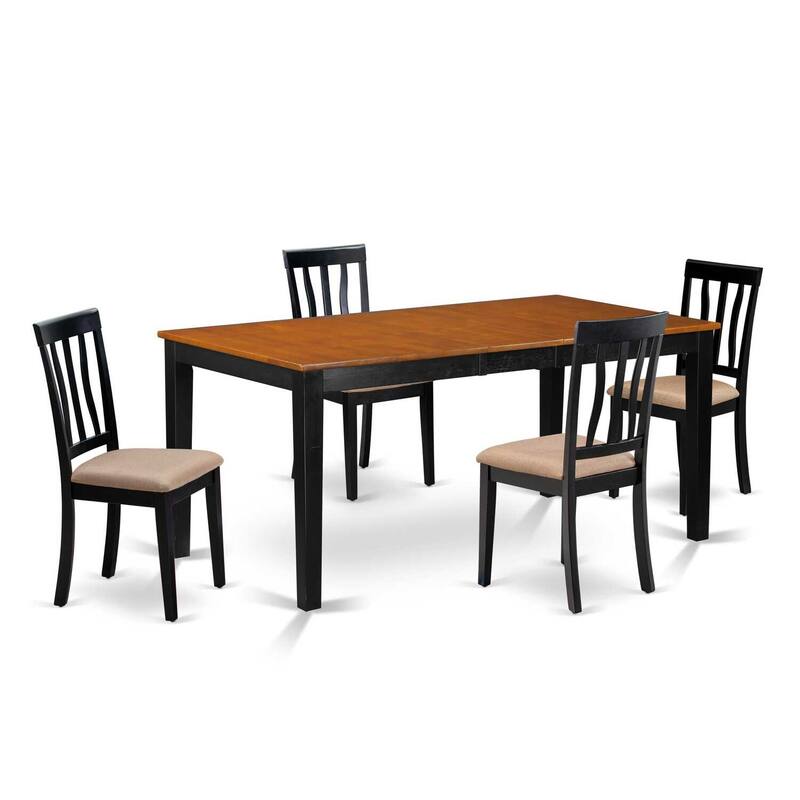 HomeStock 5-Pc Black and Cherry Finish Solid Wood Top - Dining Room Set - Seats 4