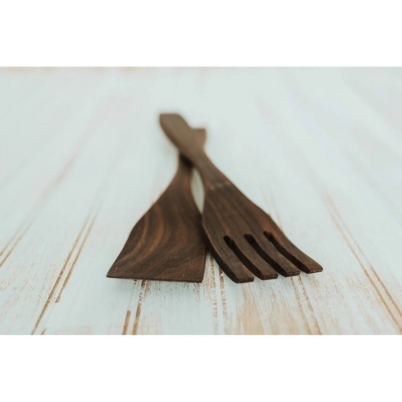 Handmade Solid 12 inch Walnut Bowl with Servers