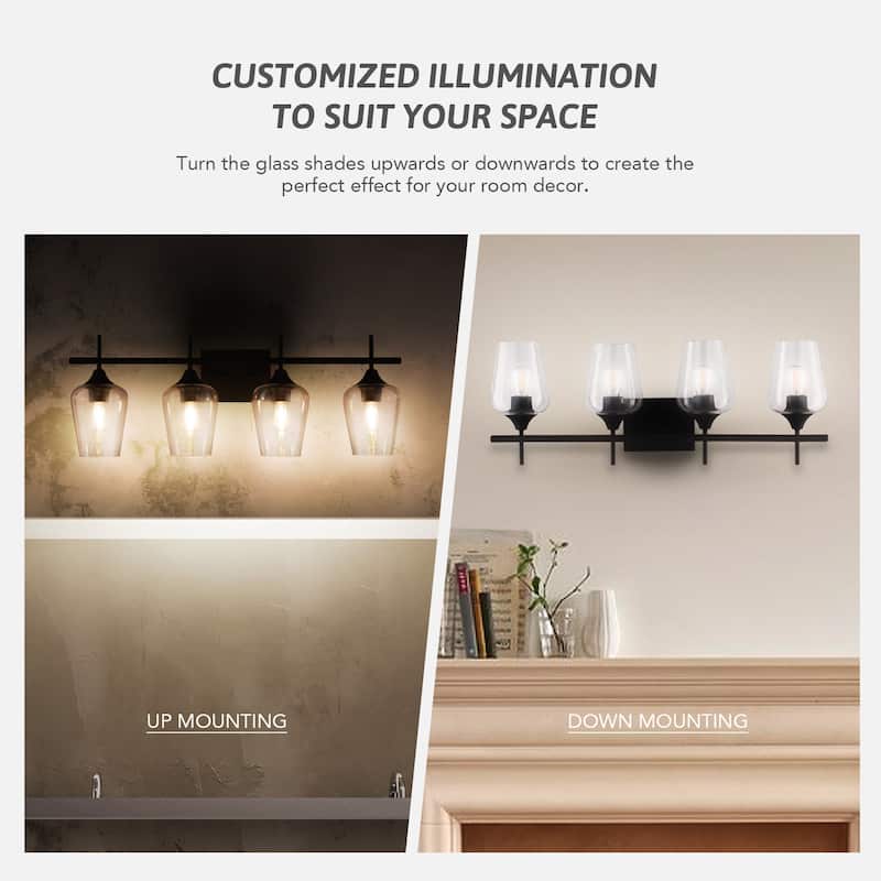 CO-Z Matte Black Vanity Light Sconce w Clear Glass Shade