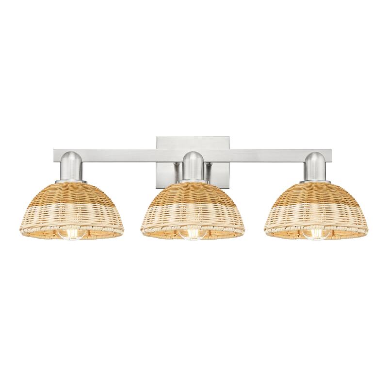Innovations Lighting Downtown Urban - Natural Ballston Dome - 3 Light 26" Bath Vanity Light with Basketweave Shade