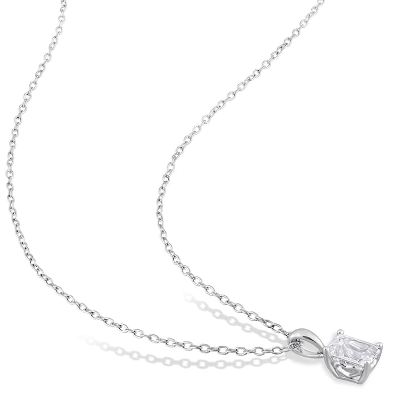 Miadora 4 3/4ct TGW Created White Sapphire Necklace and Stud Earrings Set Sterling Silver