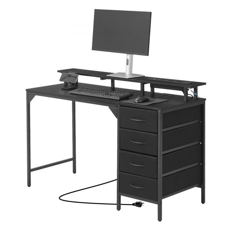 47" RGB Computer Desk with Adjustable Feet and Reinforced Steel Frame 4 Drawers for Office Storage