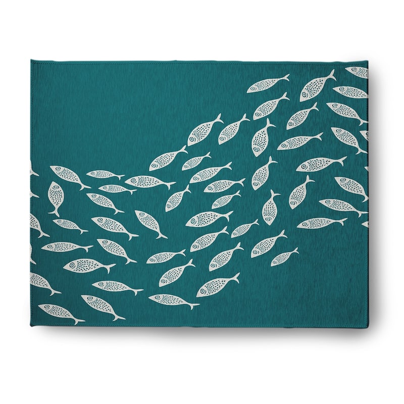 Escuela Nautical Chenille Rug - Ocean Teal - 8' x 10'