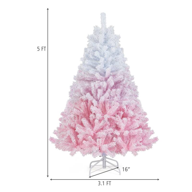 Artificial Flocked Christmas Tree with Metal Stand and Snow-Tipped Branches Ideal Holiday Decoration