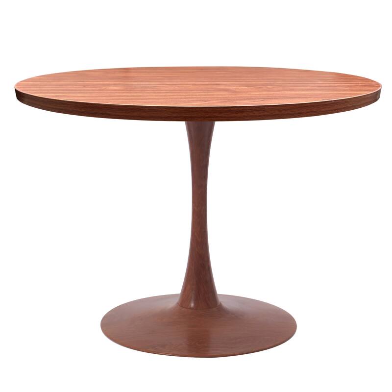 Bristol Round Dining Table 36 in. Wide MDF Tabletop in Cherry Steel Pedestal Base for Modern Kitchen and Dining Room