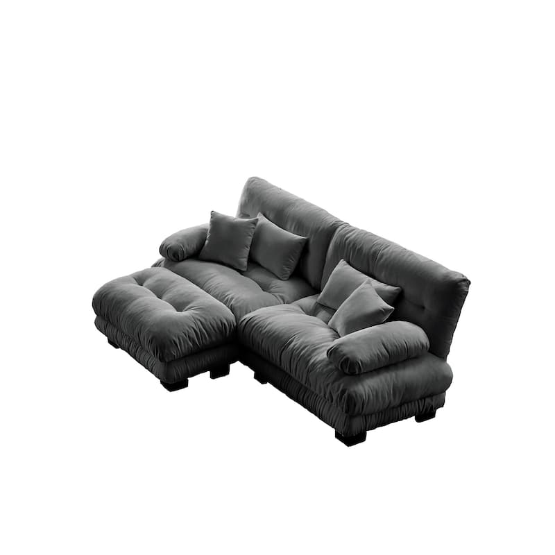 94.4" Loveseat Sofa for Living Room, Chenille Oversized Couch with 4 Pillows, 2 Seater Sofa Love Seat Couches for Apartment