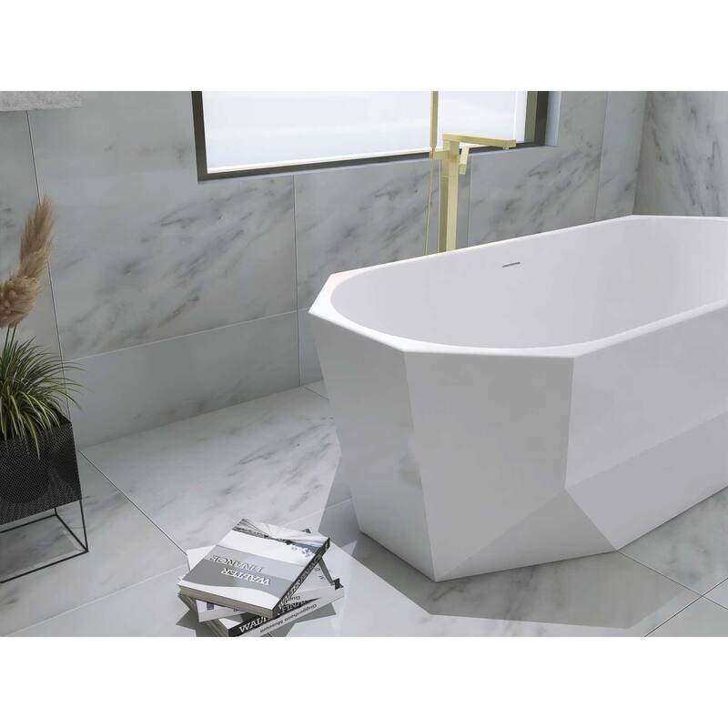 Edward Soaking Diamond Style Bathtub in Glossy White
