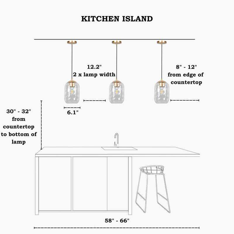 Modern Chic 1-light Pendant Light Water Ripple Glasses Kitchen Island Light for Dining Room - 5.3 " D × 8.9 " H