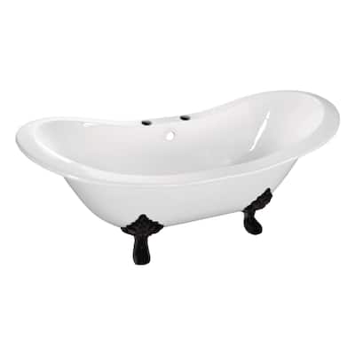 Kingston Brass Aqua Eden 72" Clawfoot Cast Iron Soaking Tub with