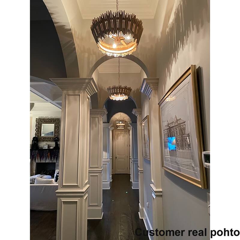 Modern Glam Art Deco Drum Chandelier Accent Dining Room Adjustable Foyer Pendant Light - D20'' x H 13''