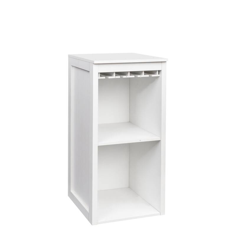Anmytek White Bar Cabinet Wine Glass Rack Storage Modern Small Space Furniture Home Decor