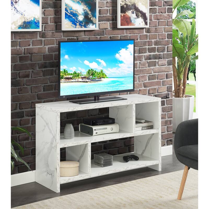 Convenience Concepts Northfield 55 inch TV Stand Console with Shelves - White Faux Marble