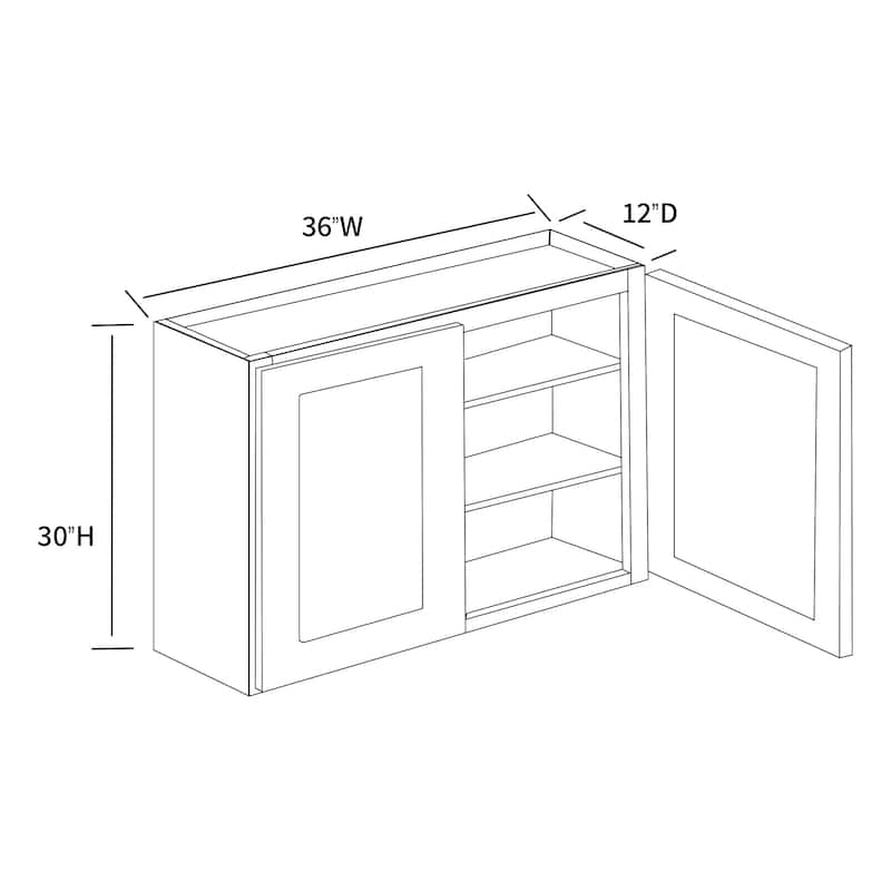 Grey Shaker Wall Cabinet - Ready to Assemble, for Kitchen and Bathroom Storage