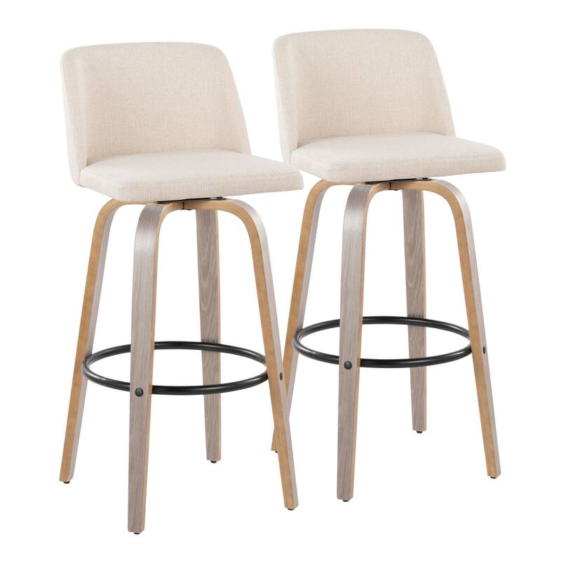 The Gray Barn Vallberga 30" Fixed-Height Bar Stool with Light Grey Wood Base (Set of 2)