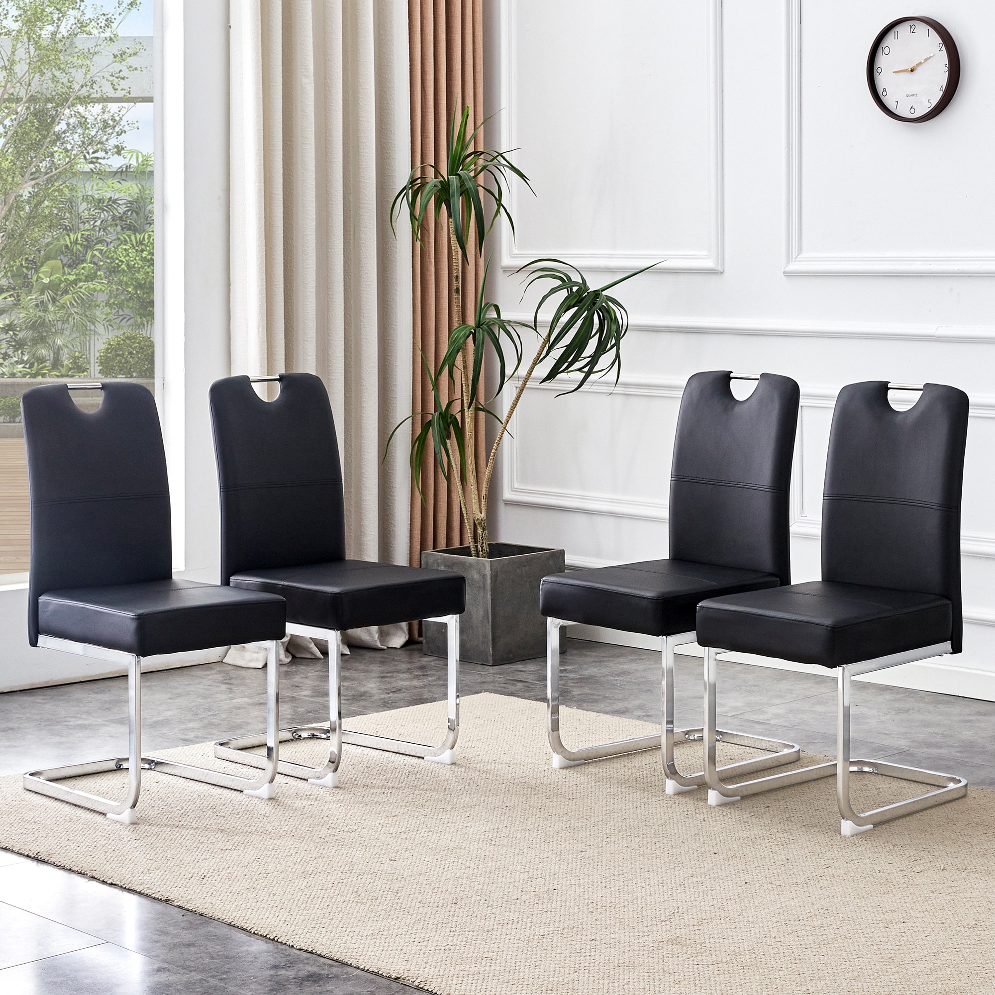 Set Of 4 Thickened Dining Chairs Built-In Spring Packages Ergonomic Design Blending Comfort And Elegance
