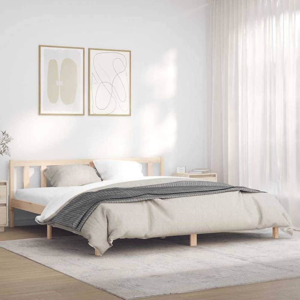vidaXL Bed Frame Natural in Solid Pine Wood