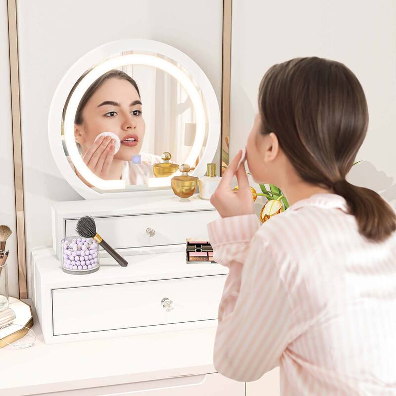 Costway Vanity Mirror with 2 Slide-out Drawers 3 Lighting Modes & - See Details