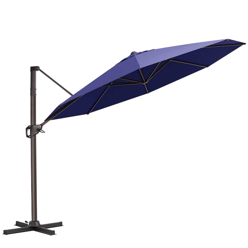 Outdoor 11 Ft Patio Cantilever Offset Umbrella with 360 Degree Rotation