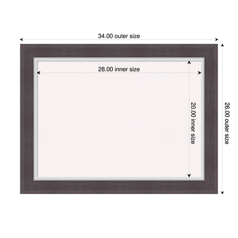 Ellie Brown Silver Framed Cork Board - Bulletin Board, Organization Board, Pin Board - White - 34 x 26 in