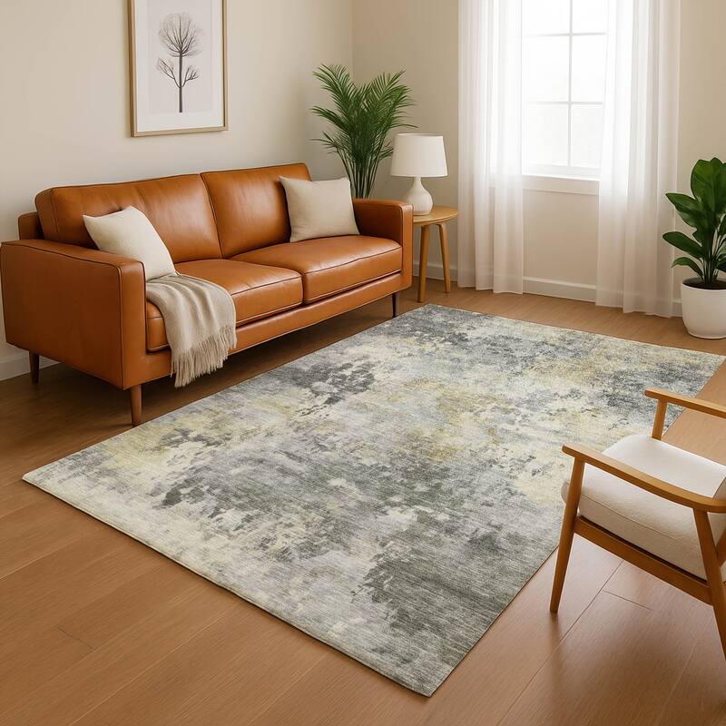 Premium Washable Super Soft Modern Casual Mayfield Rug - Pewter - 10' x 14'