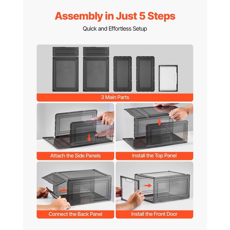 Stackable Shoe Storage Boxes Size 13 with Magnetic Door