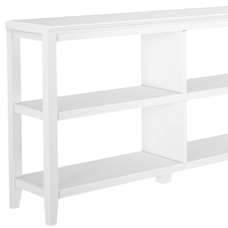 Solid Wood Vertical Double Bookcase with Shelves and Walnut Finish - 13.75” D x 54” W x 30.25” H