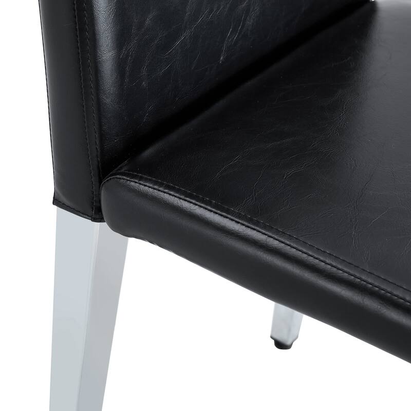 Simple 4 Piece PU Dining Chair with Cushions, Metal Legs, Non Slip Pads for Dining Room Kitchen Bedroom Living Room