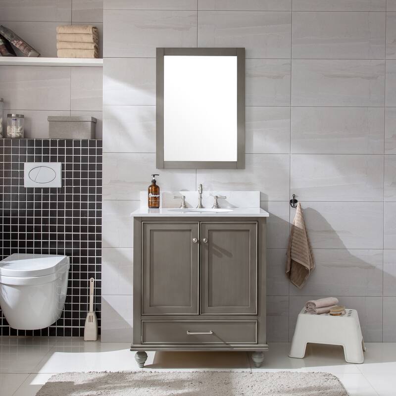 Sudio Design Bathroom Vanity Melissa Collection - 30" Single Sink - Grain Gray with Engineered Stone Top