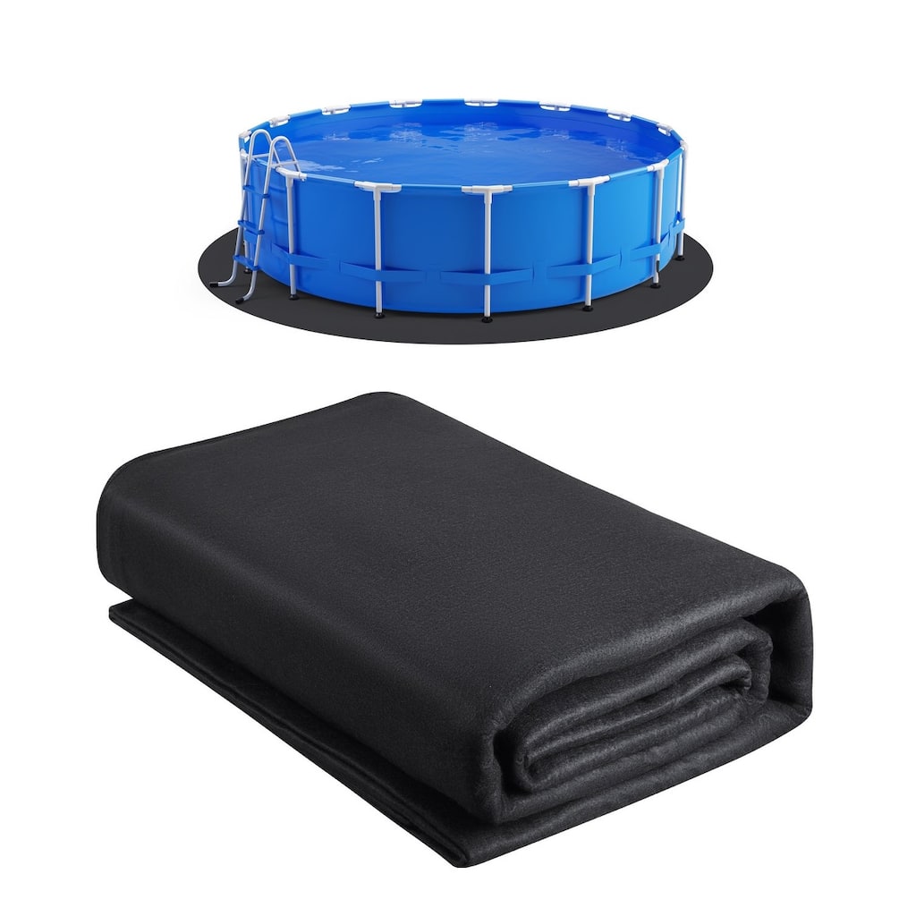 Black Geotextile Round 12ft Pool Liner Pad with Extra Thick Cushioning and Weed Block - 12 Ft.