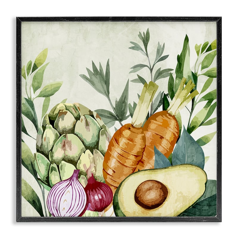 Stupell Organic Vegetable Harvest Framed Giclee Art Design By Kim Allen - 12 x 12 - Black