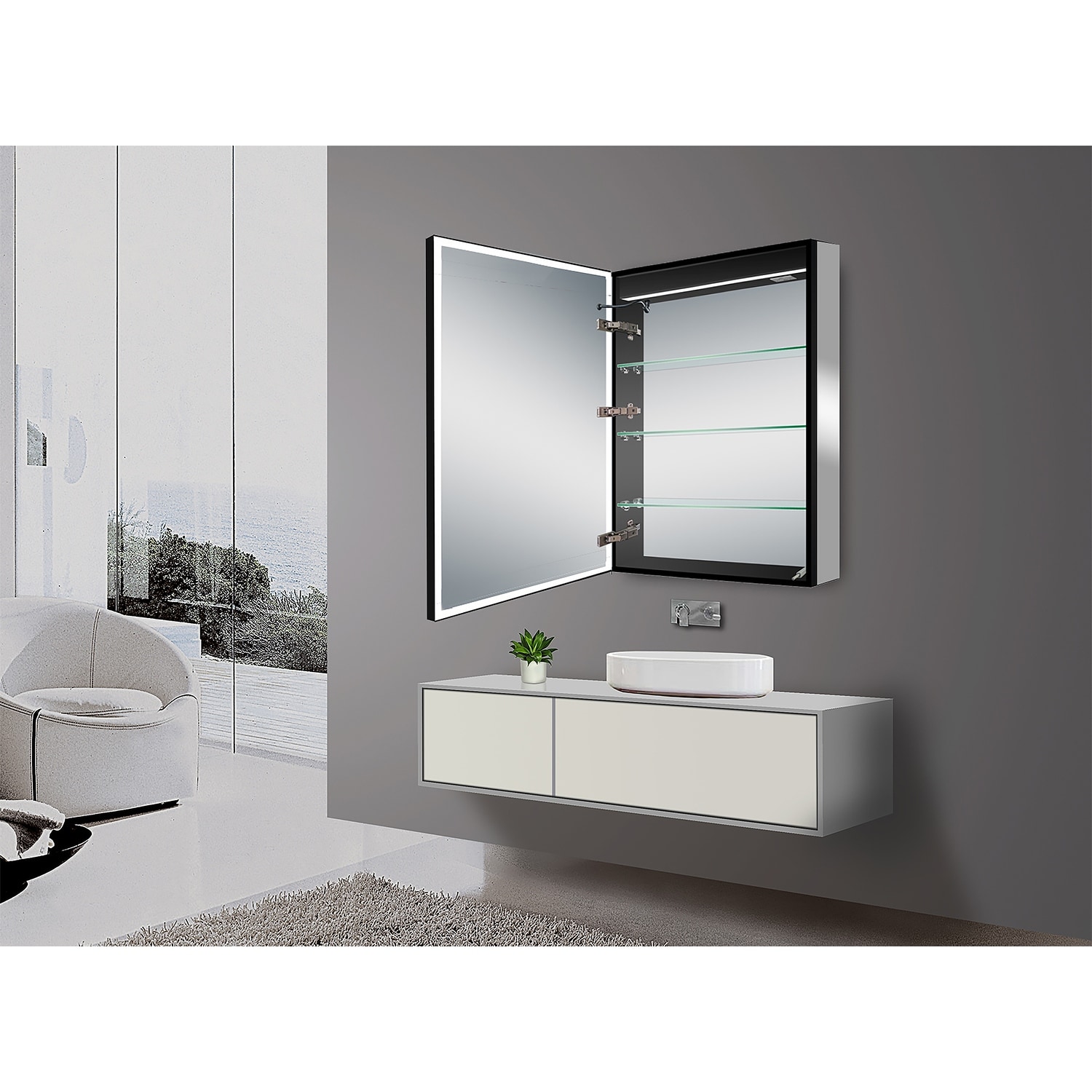 Norah Single Door LED Mirror Cabinet