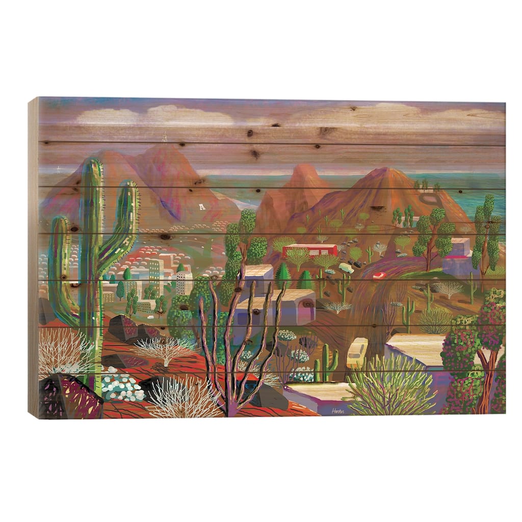 Phoenix After California Falls In The Ocean Print On Wood by Charles Harker - Multi-Color