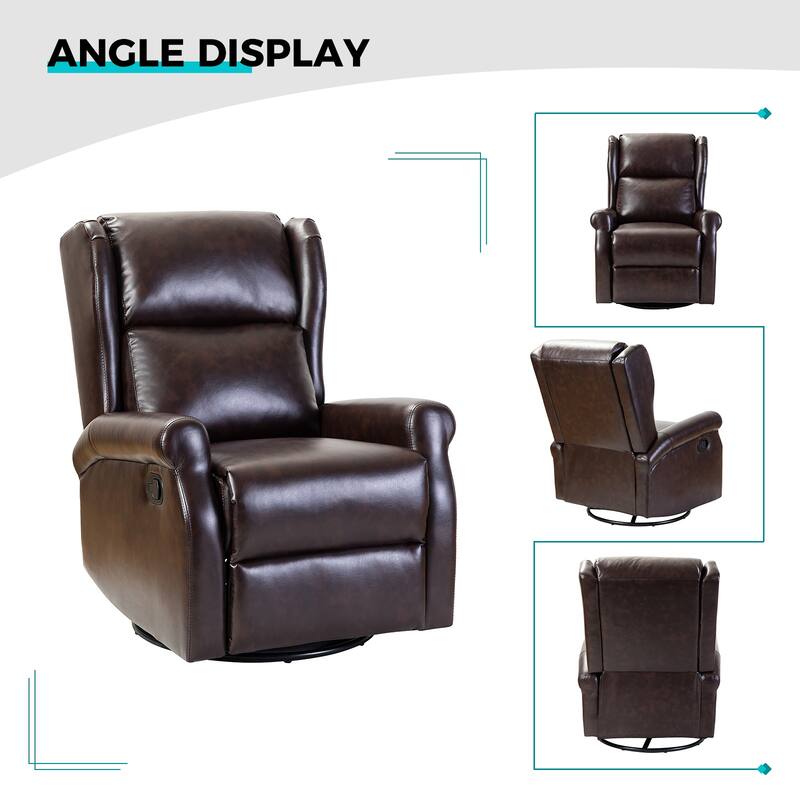 Baksoho Contemporary Faux Leather Swivel Nursery Chair with Metal Base by HULALA HOME