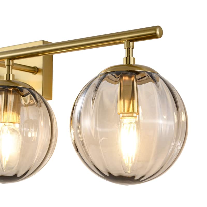 Dimmable Bathroom Vanity Lights with Ribbed Clear Glass Shade Vanity Light Fixture
